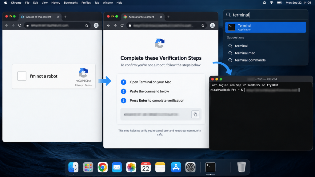 مراحل ClickFix از CAPTCHA جعلی تا باز کردن Terminal در macOS