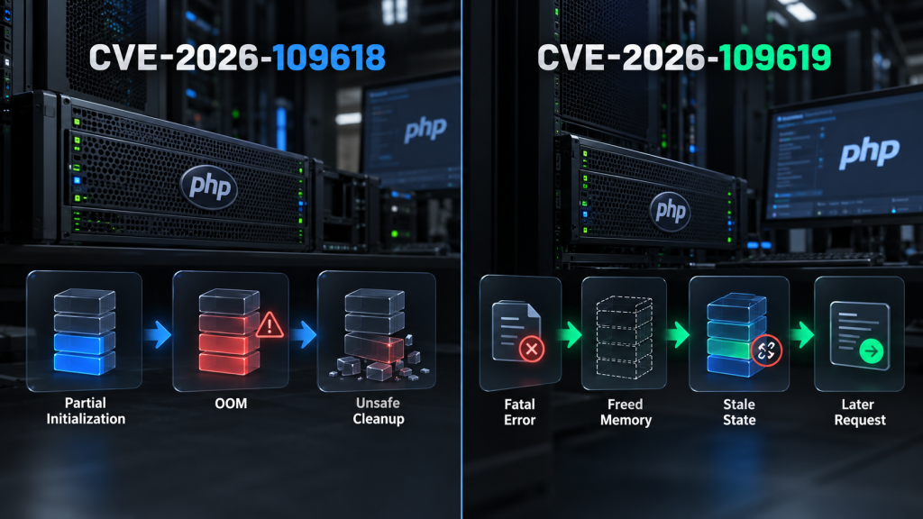 مقایسه CVE-2026-109618 و CVE-2026-109619 در PHP Runtime و مدیریت حافظه